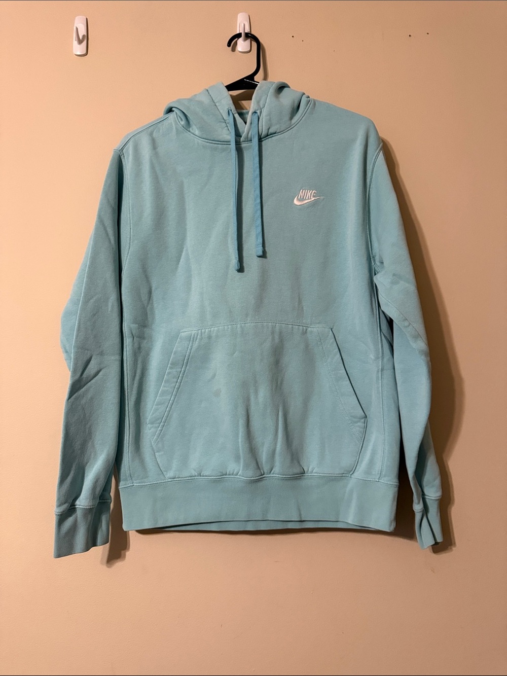 Nike Aqua Blue Pullover Hoodie with Embroidered Logo